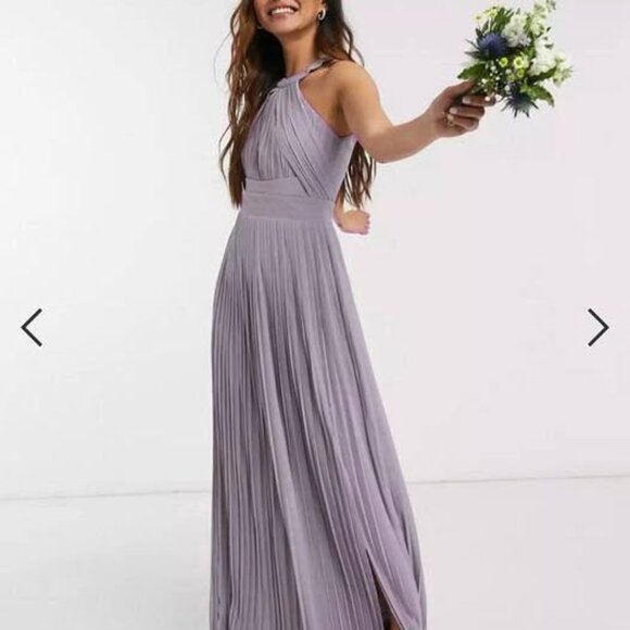 ASOS Bridesmaid Pleated Maxi Dress with Slit - TFNC - Picture 1 of 6